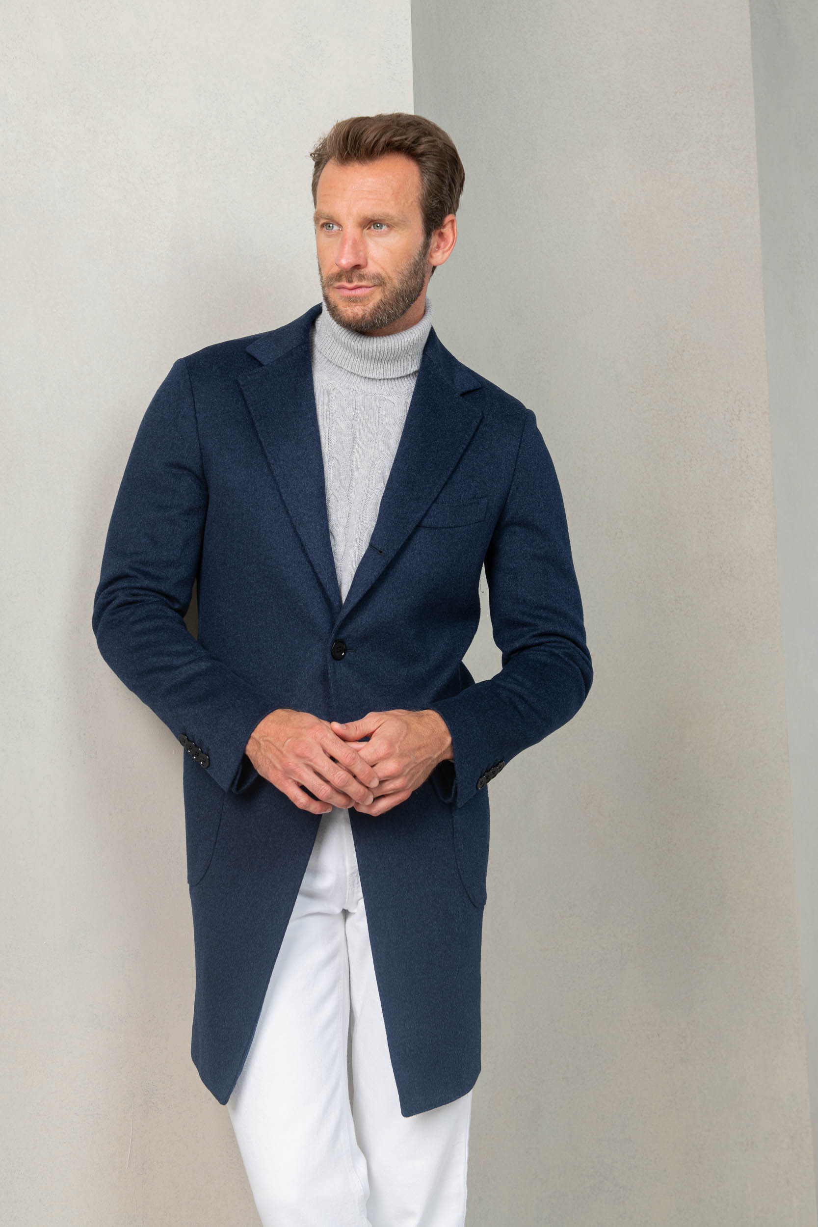 Manteau long bleu discount homme