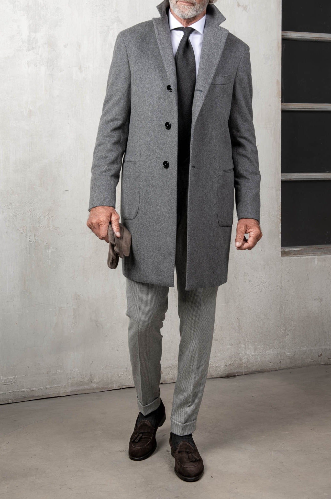 Manteau gris en Loro Piana laine Made in Italy Pini Parma