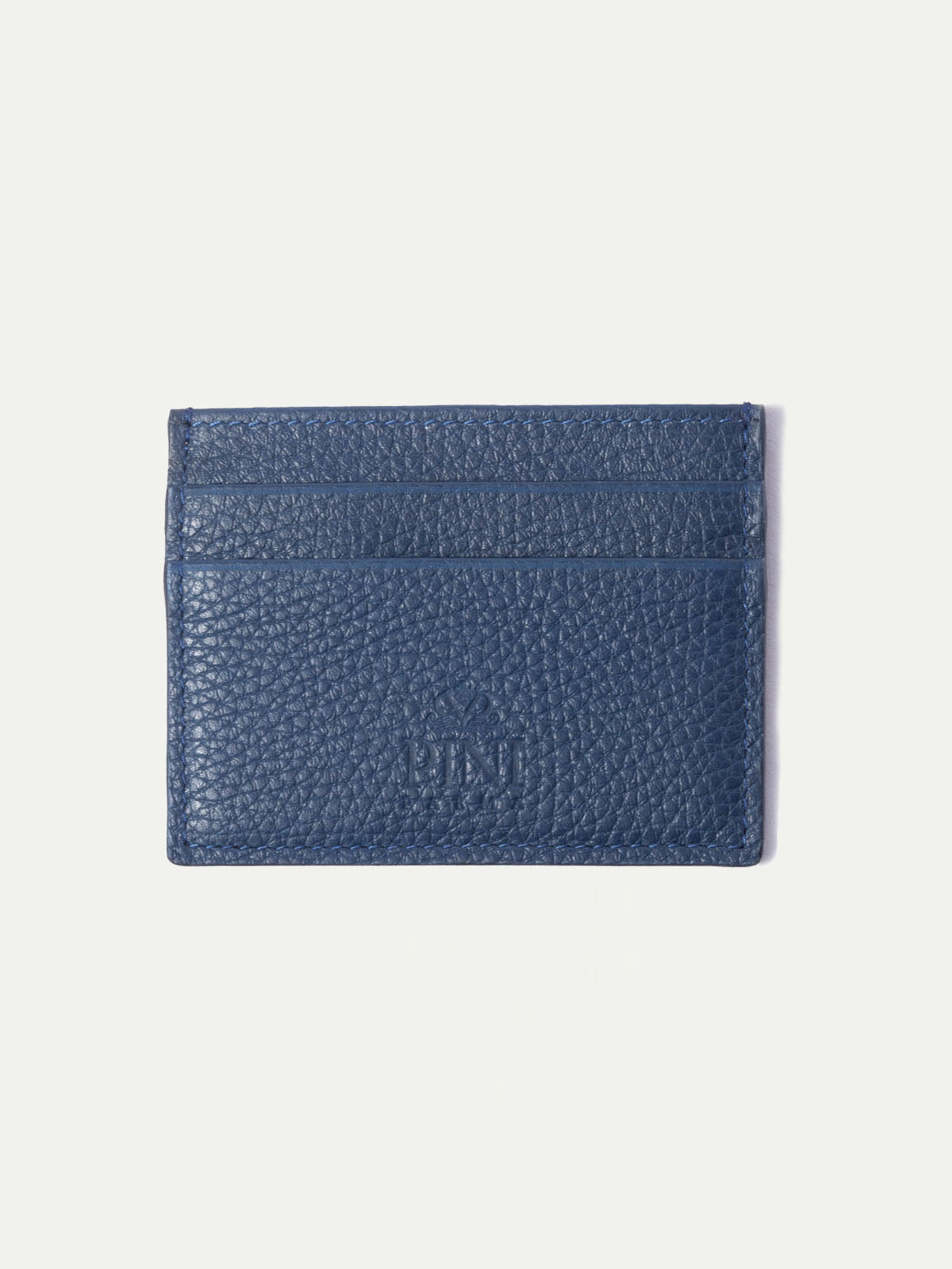 Blue leather card holder - Made in Italy