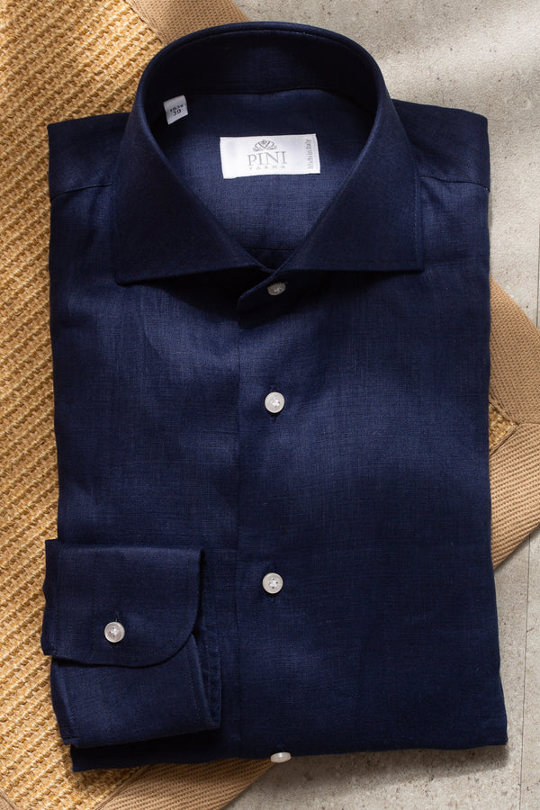 Blue linen shirt - Made in Italy - Pini Parma