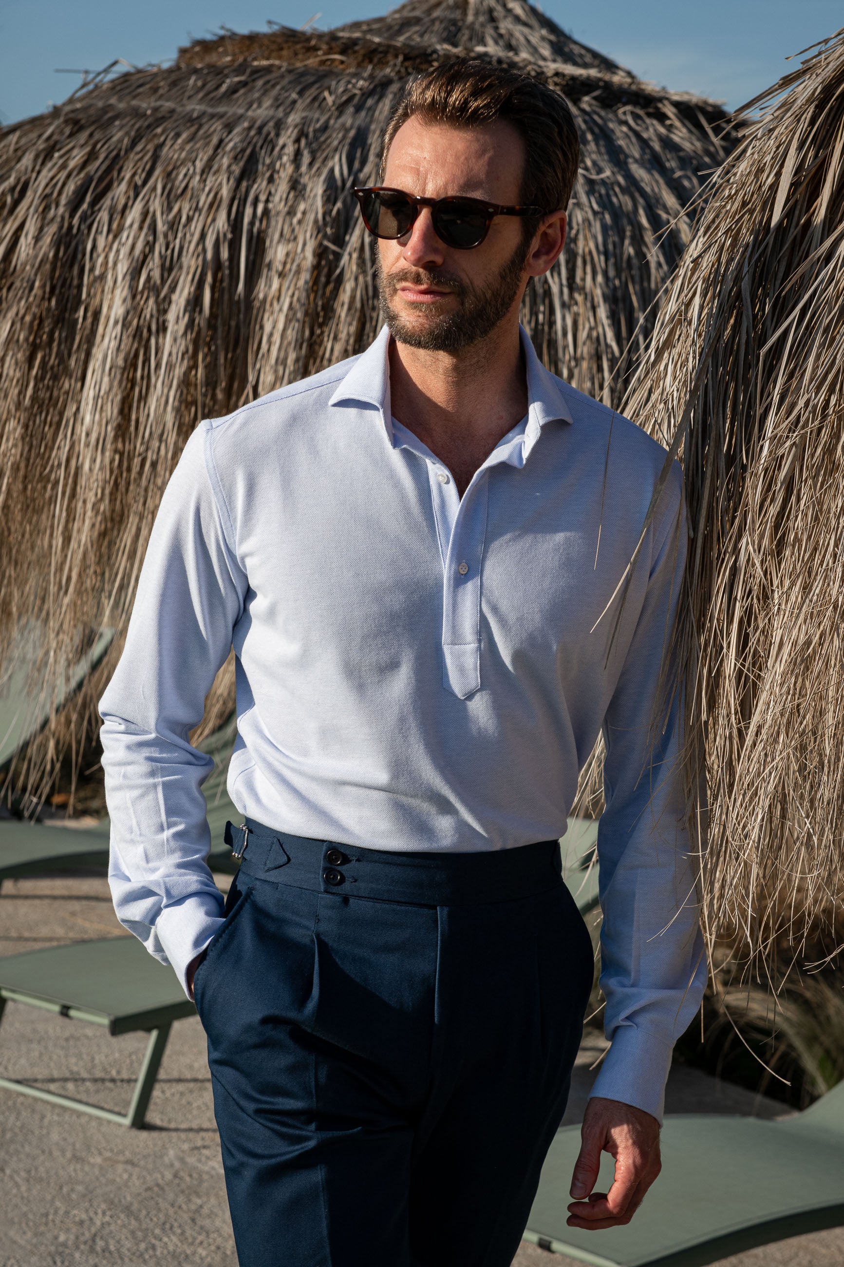 Light blue linen button-down shirt - Made In Italy