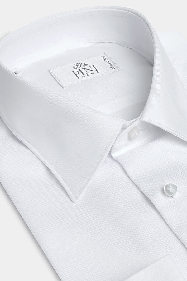 White tuxedo piqué BIB front Shirt - Made in Italy