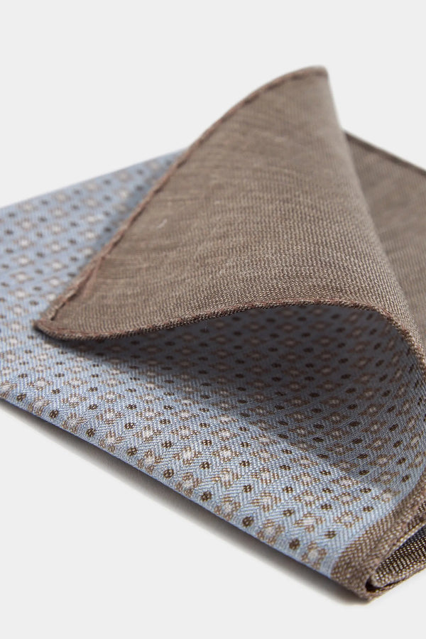 Sky grey micro fancy reversible pocket square - Made in Italy