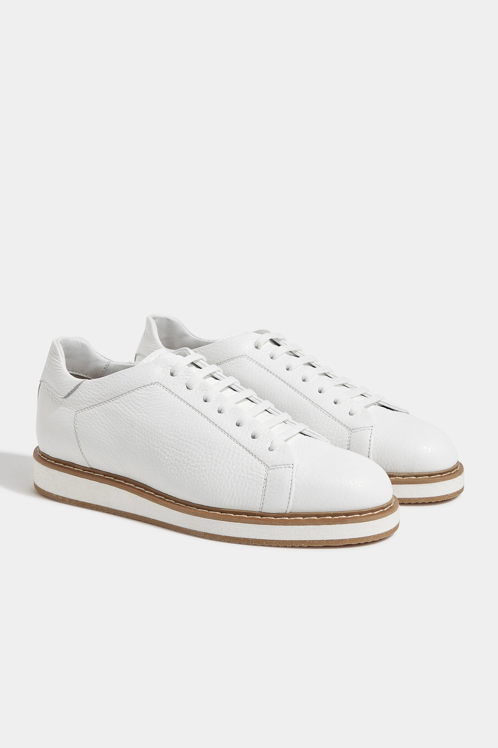 White grained sneakers - Made in Italy