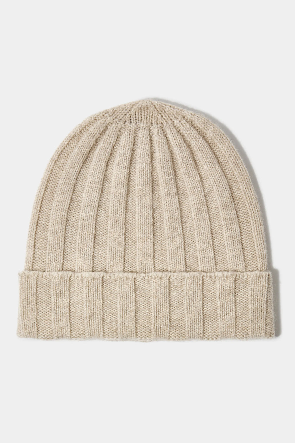 Beige Cashmere rib knit beanie - Made in Italy