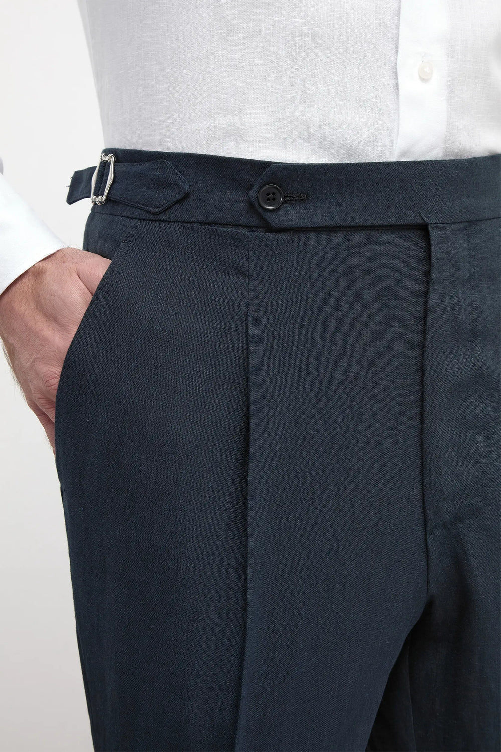 Pantaloncini in lino blu navy - Made in Italy