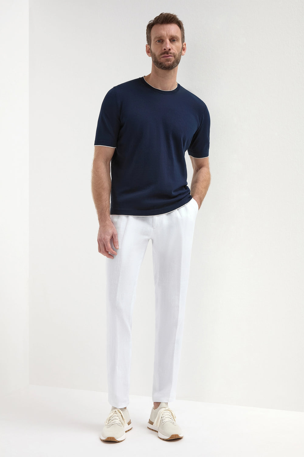 White linen Elba trousers - Made in Italy