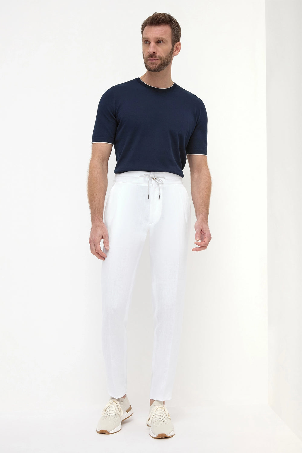 White linen Elba trousers - Made in Italy