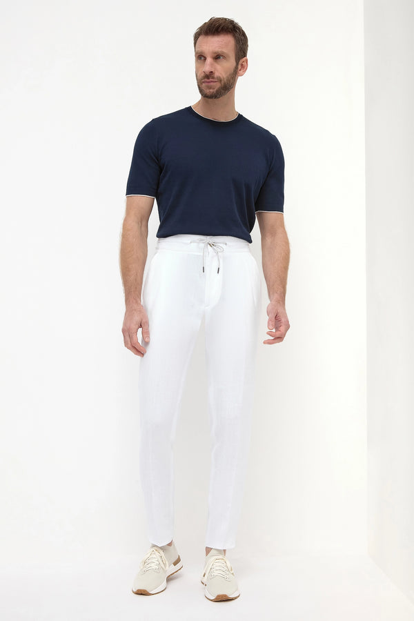 White linen Elba trousers - Made in Italy