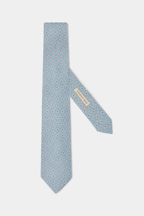 Light blue micro fancy silk tie - Made in Italy