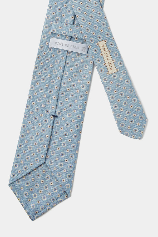 Light blue micro fancy silk tie - Made in Italy