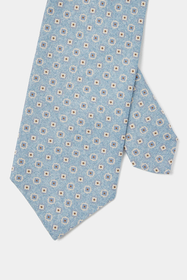 Light blue micro fancy silk tie - Made in Italy