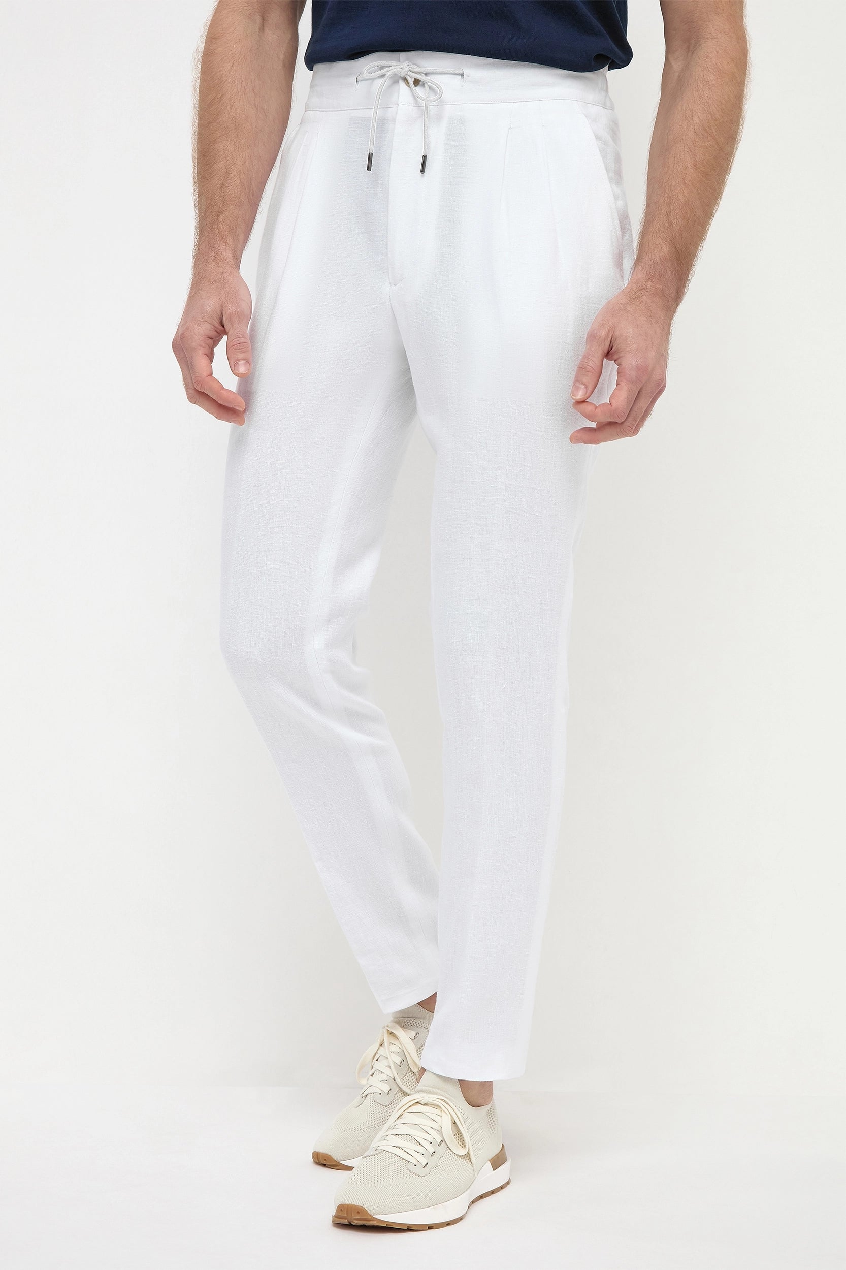 Pantalon Elba en lin blanc - Made in Italy