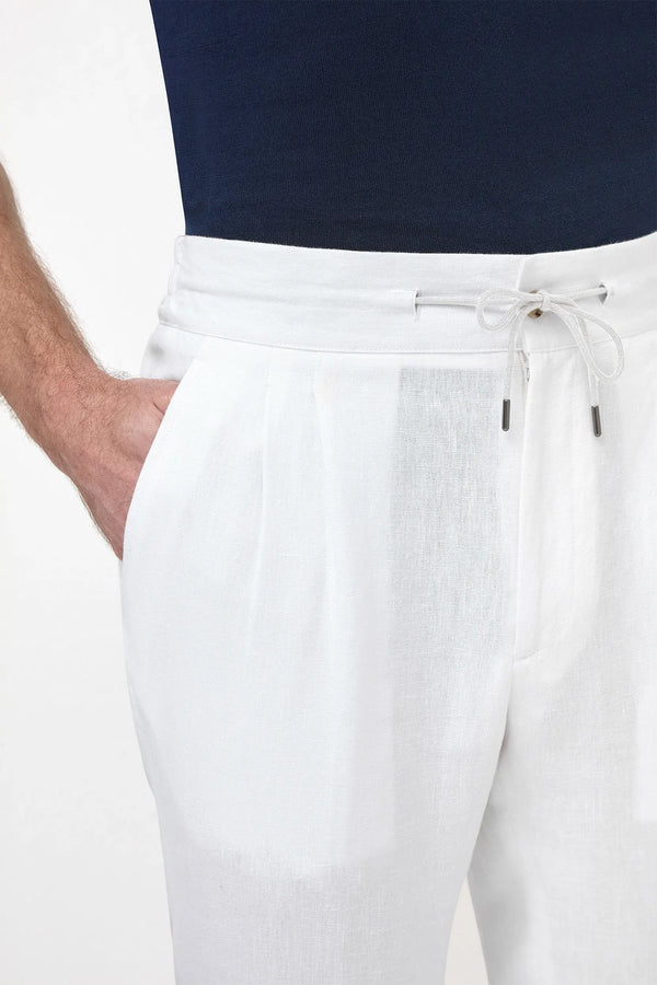 Pantalon Elba en lin blanc - Made in Italy