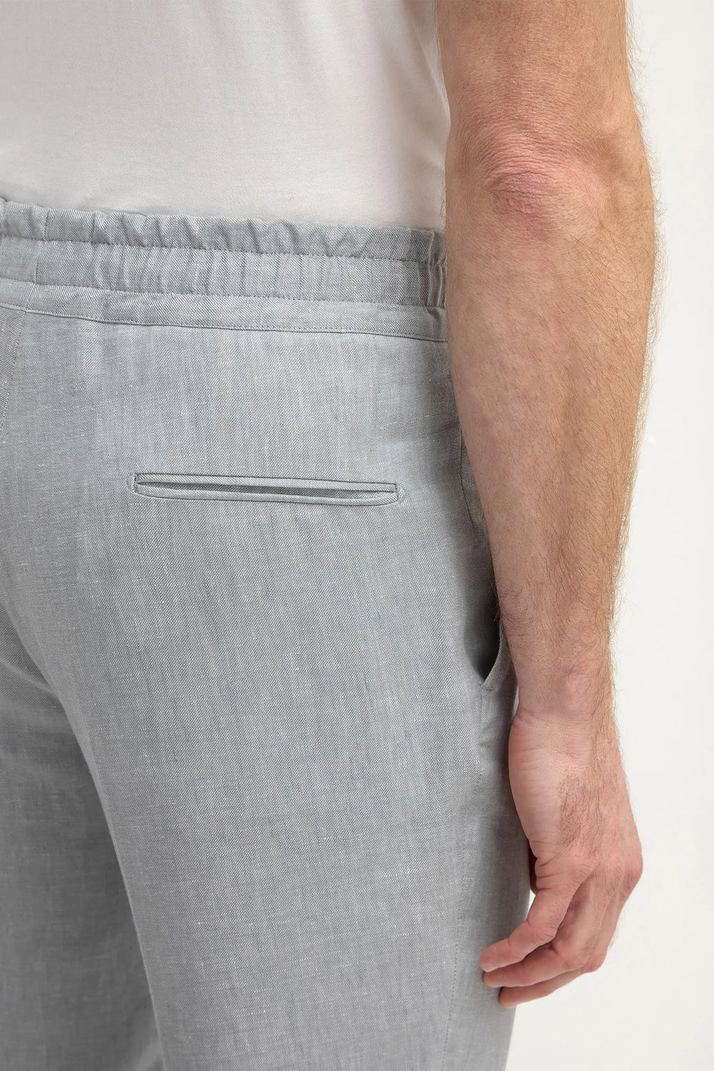 Sky grey linen Elba trousers - Made in Italy