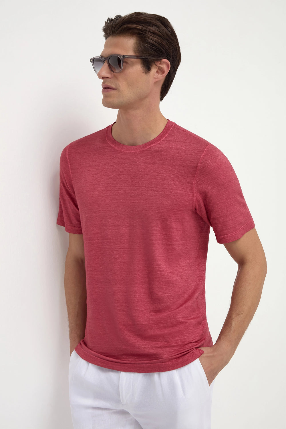 T-shirt en lin cerise - Made in Italy