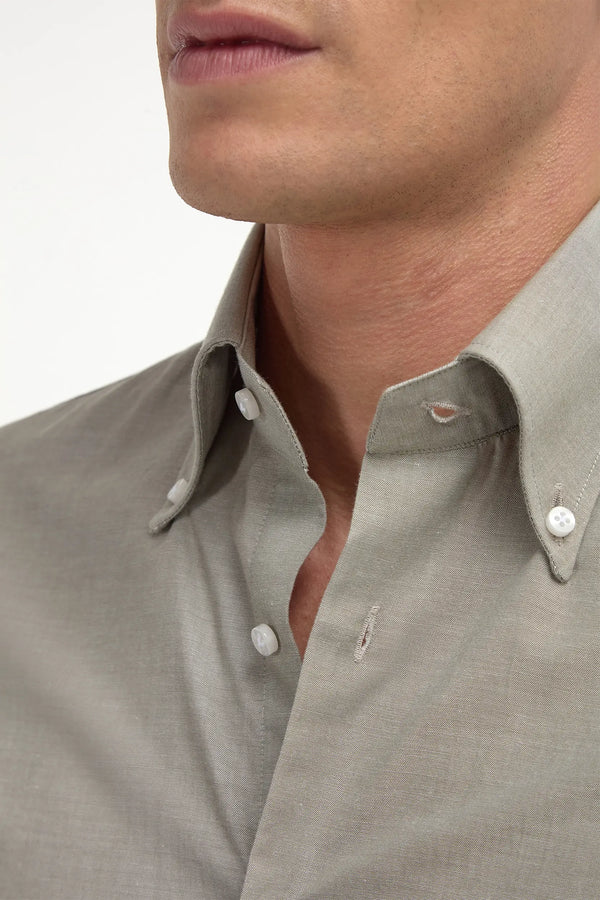 Sage chambray button down shirt - Made in Italy