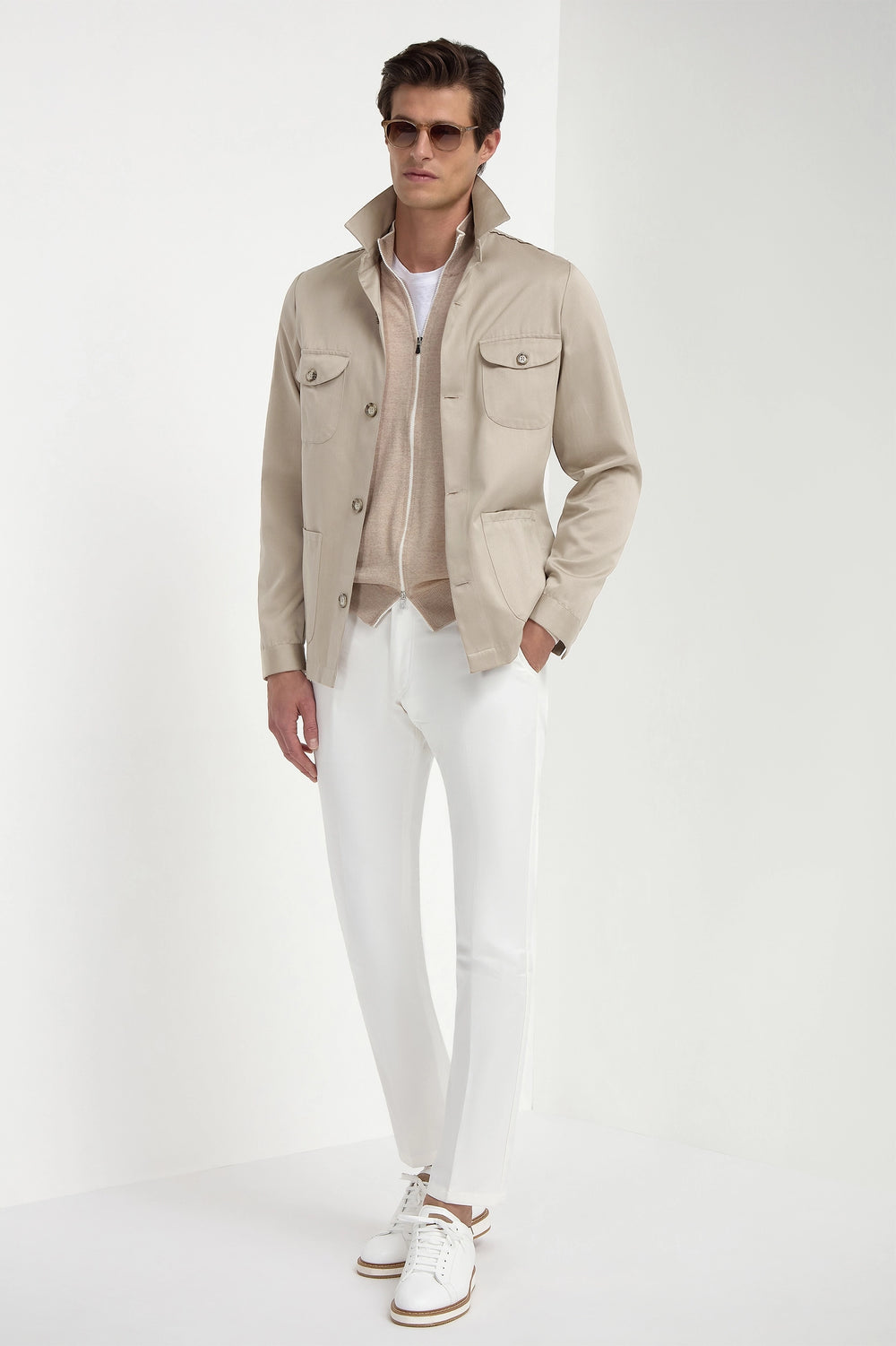 Veste safari effet solaro beige - Made in Italy