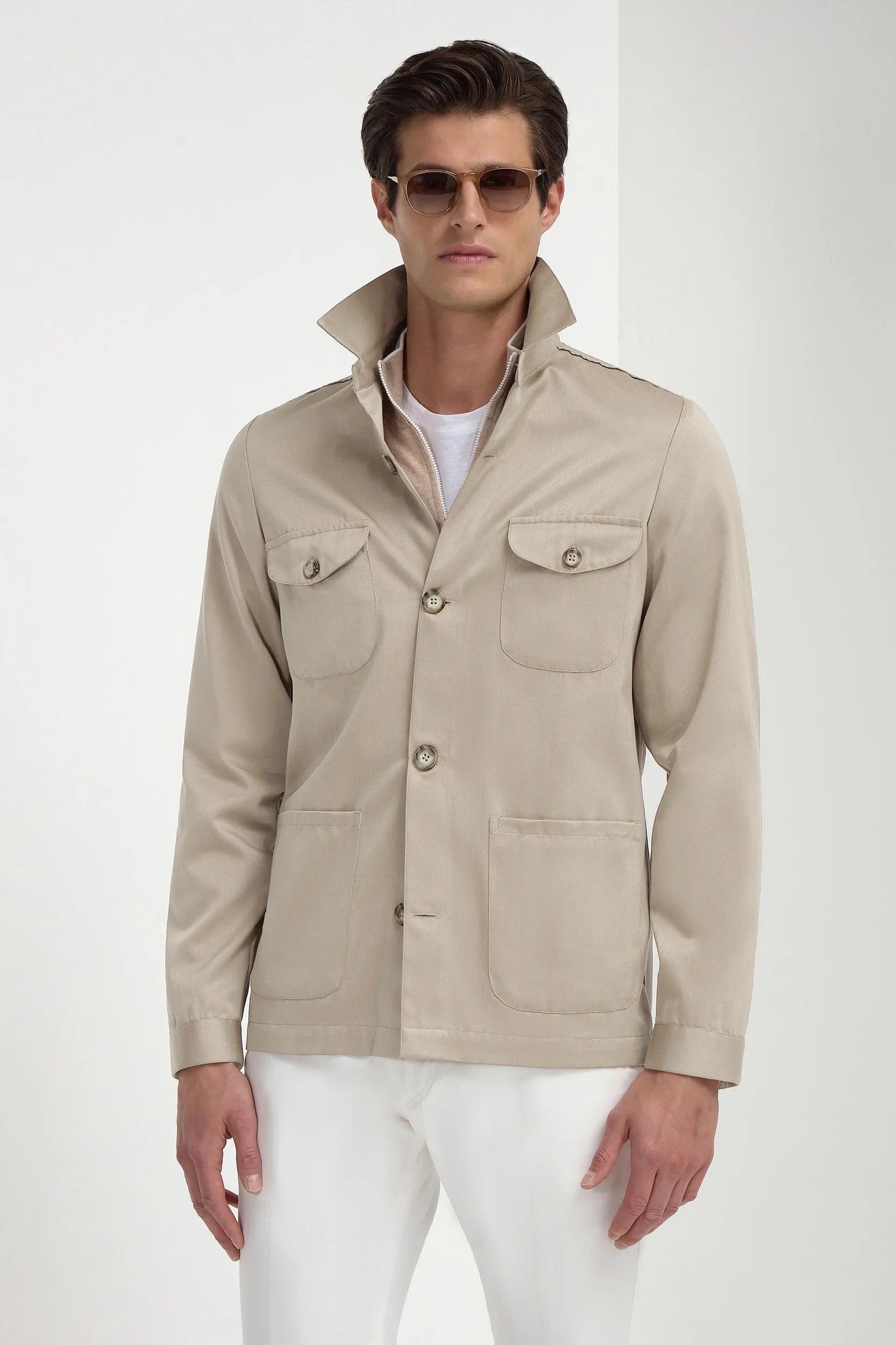 Giacca safari effetto solaro beige - Made in Italy