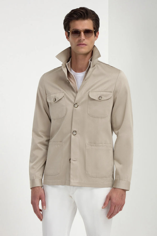 Beige solaro effect safari jacket - Made in Italy