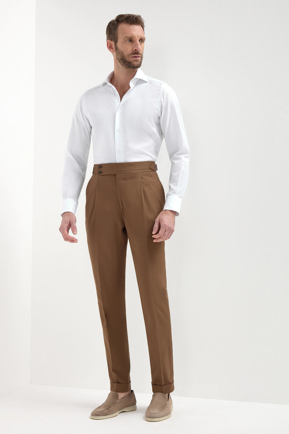 Brown cotton Soragna trousers - Made in Italy