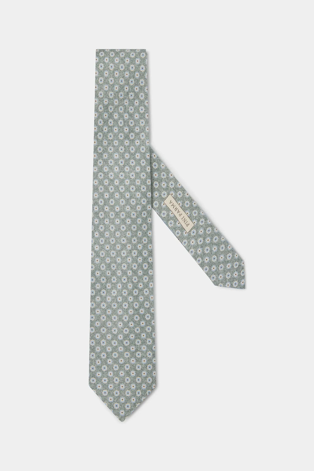 Sage micro fancy silk tie - Made in Italy