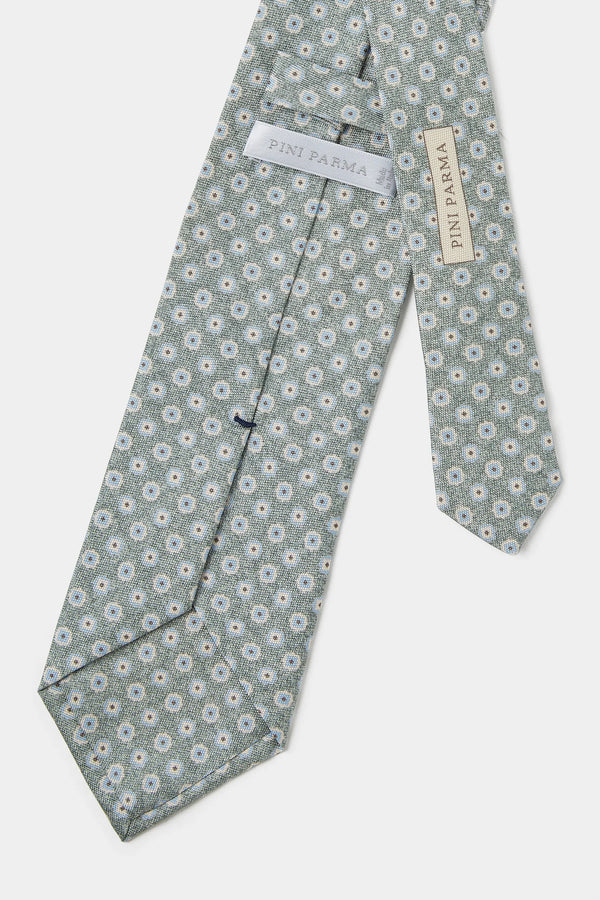 Sage micro fancy silk tie - Made in Italy