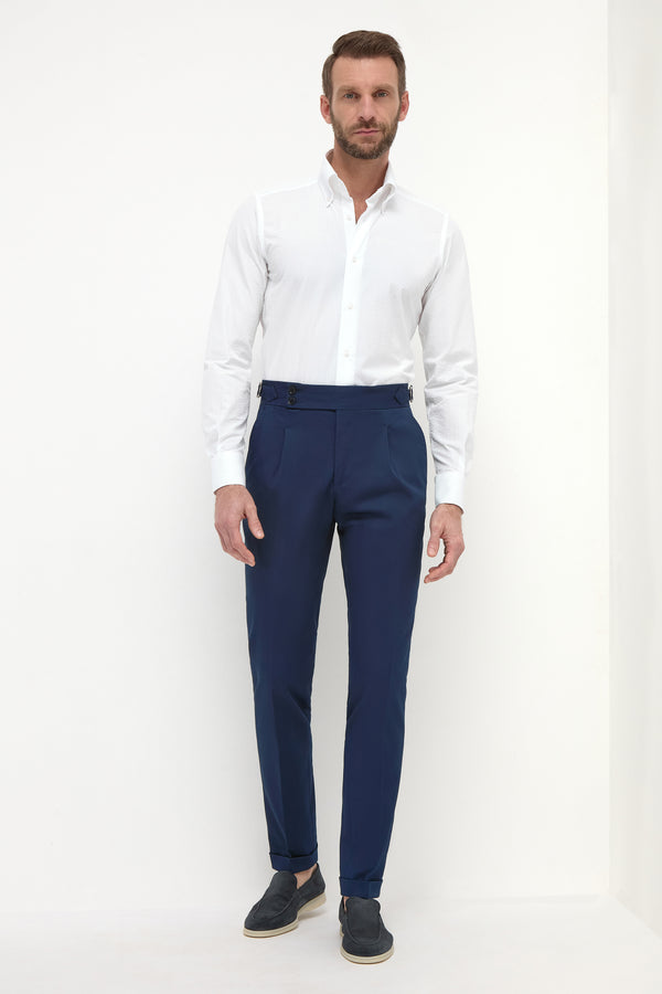 Pantalon Soragna en coton bleu - Made in Italy