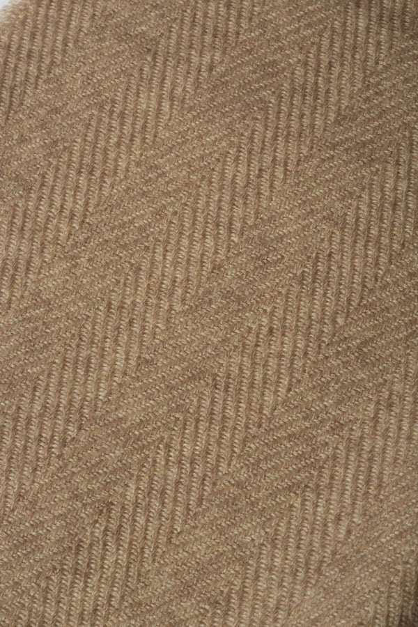 Écharpe réversible à chevrons beige et blanc cassé - Made in Italy