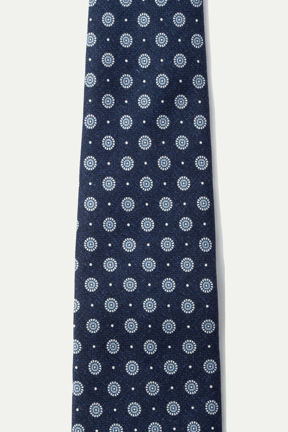 Blue fancy printed silk tie - Made In Italy