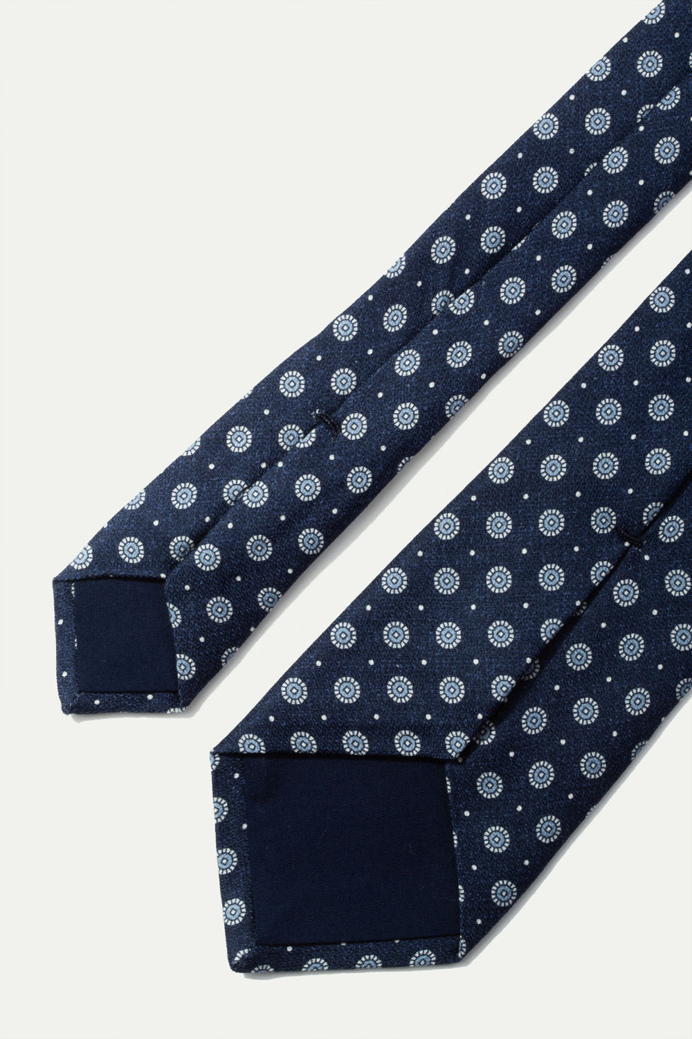 Blue fancy printed silk tie - Made In Italy