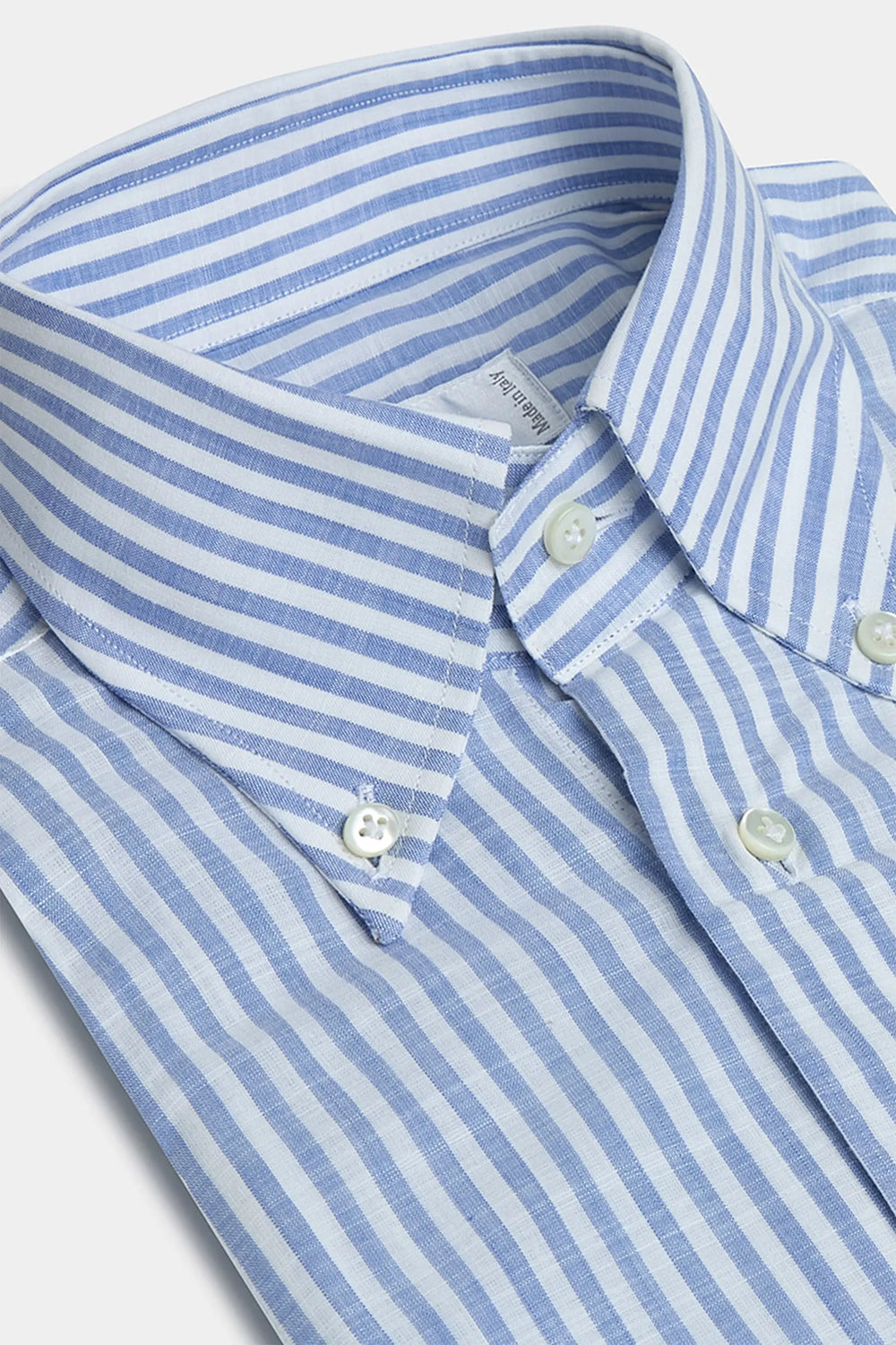 Light blue striped button down shirt, Italian striped button down shirt, luxury light blue striped shirt, premium striped button down shirt, elegant men’s striped shirt, handcrafted Italian button down shirt, classic light blue striped shirt, stylish formal button down shirt, chemise à rayures bleu clair à boutons italienne, chemise de luxe à rayures bleues, chemise rayée bleu clair avec boutons, camicia a righe blu chiaro con bottoni, camicia elegante in cotone italiano, camicia formale italiana