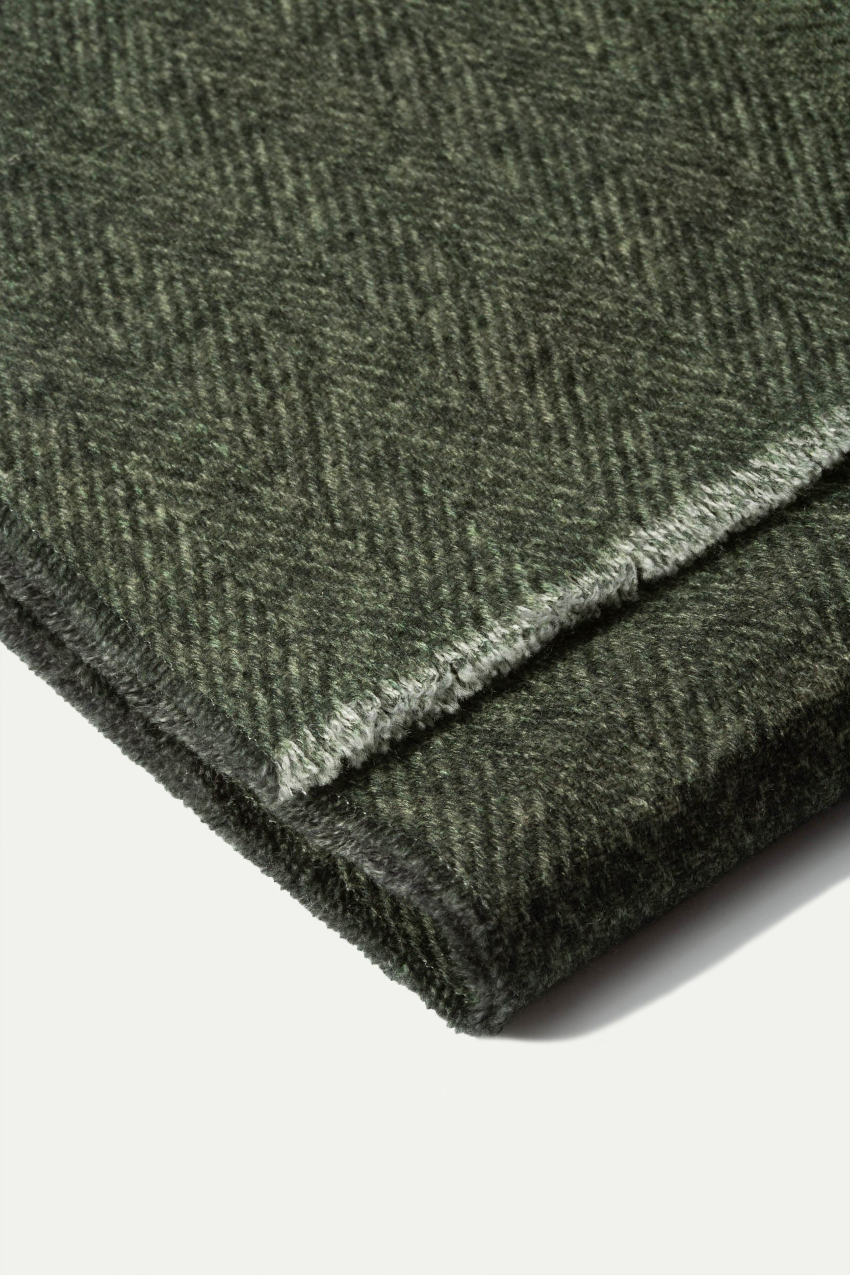 Grey and green reversible herringbone scarf - Made in Italy