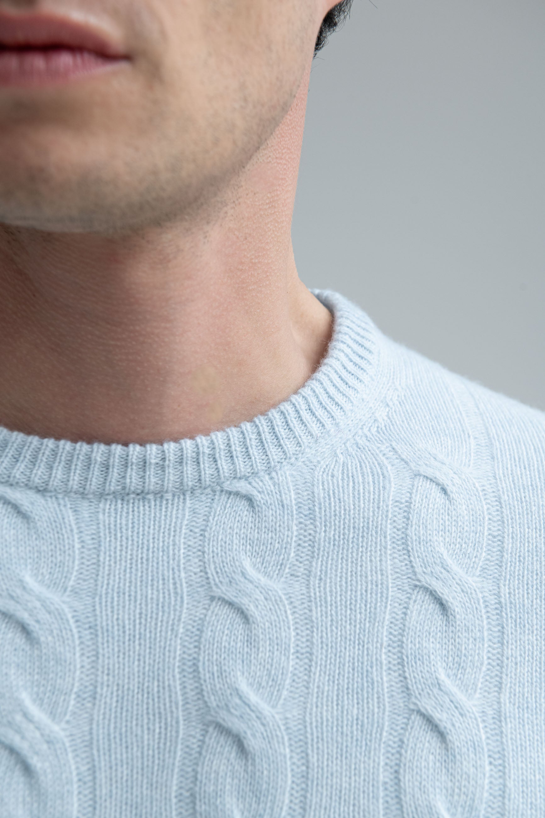 Light blue cable knit sweater Made in italy