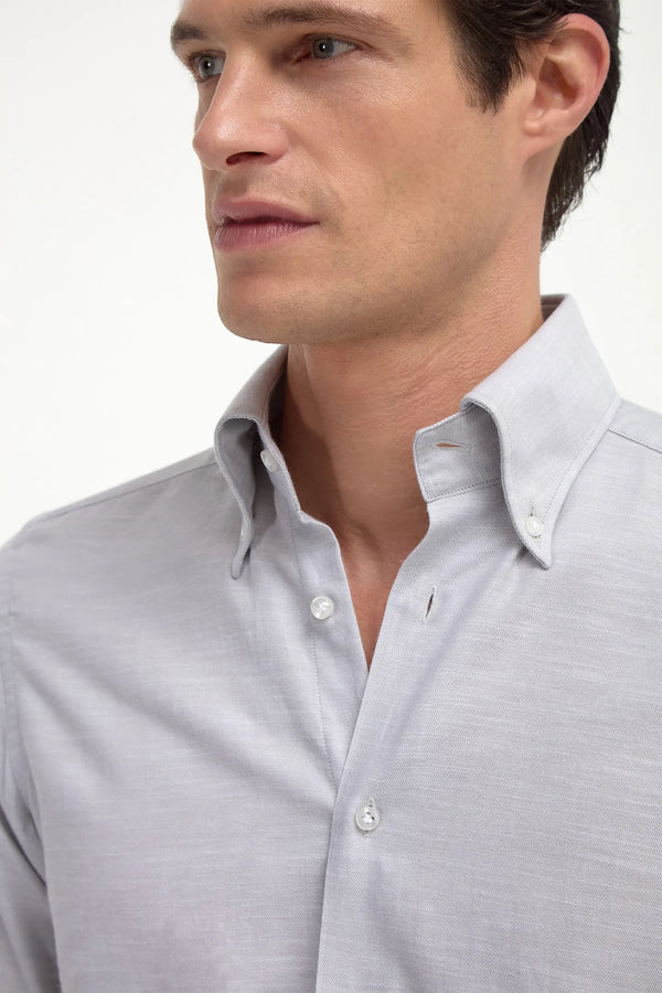 Stone chambray button down shirt - Made in Italy