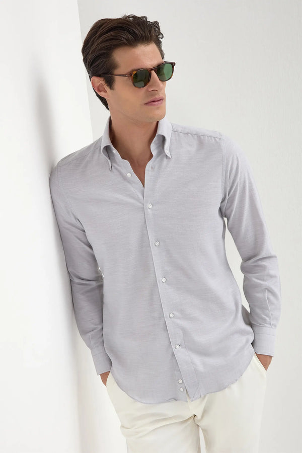 Camicia button down chambray Stone - Made in Italy