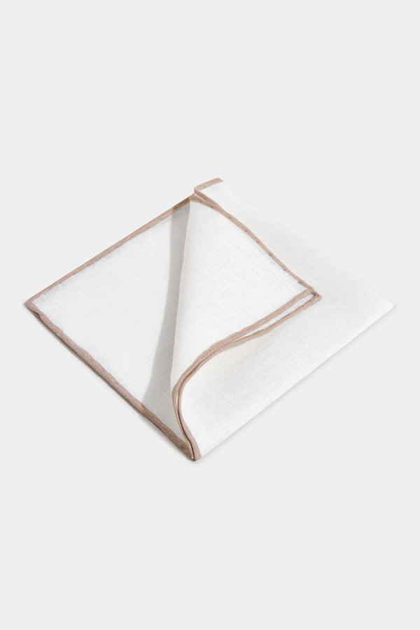 White/Beige Linen Pocket Square, men's white and beige pocket square, elegant linen handkerchief, formal white/beige pocket square, breathable linen accessory, pochette en lin blanche et beige pour hommes, pochette élégante en lin, accessoire formel en lin blanc et beige, fazzoletto da taschino bianco/beige in lino, fazzoletto elegante bianco e beige, accessorio formale in lino bicolore.