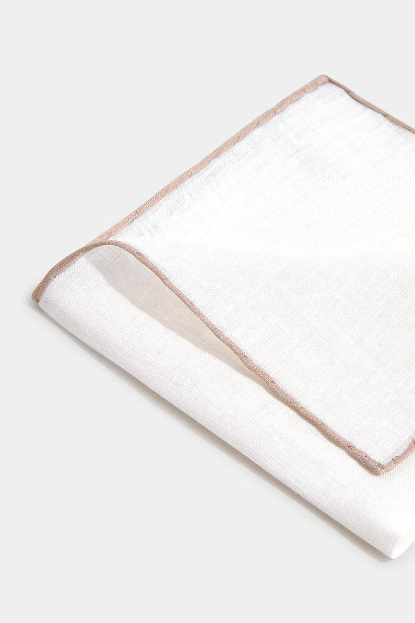 White/Beige Linen Pocket Square, men's white and beige pocket square, elegant linen handkerchief, formal white/beige pocket square, breathable linen accessory, pochette en lin blanche et beige pour hommes, pochette élégante en lin, accessoire formel en lin blanc et beige, fazzoletto da taschino bianco/beige in lino, fazzoletto elegante bianco e beige, accessorio formale in lino bicolore.