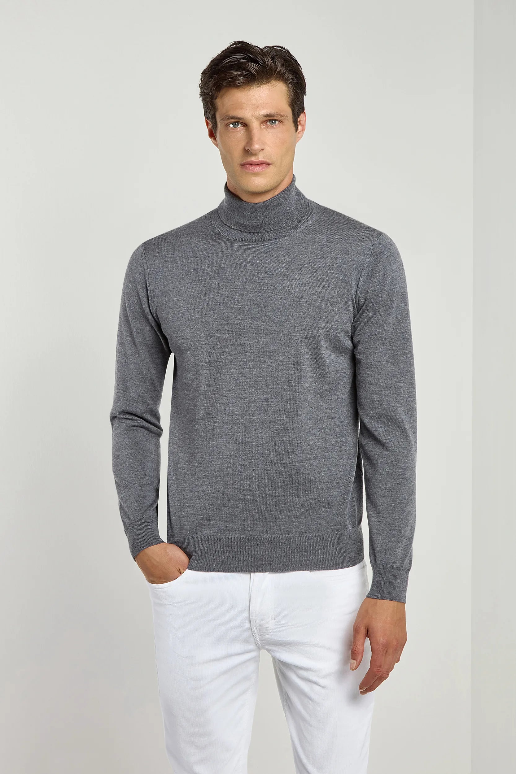 Anthracite Merino Turtleneck – Made in Italy