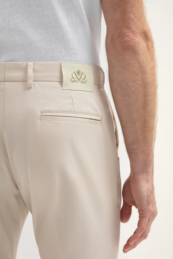 Pantalon Garda en coton beige - Made in Italy