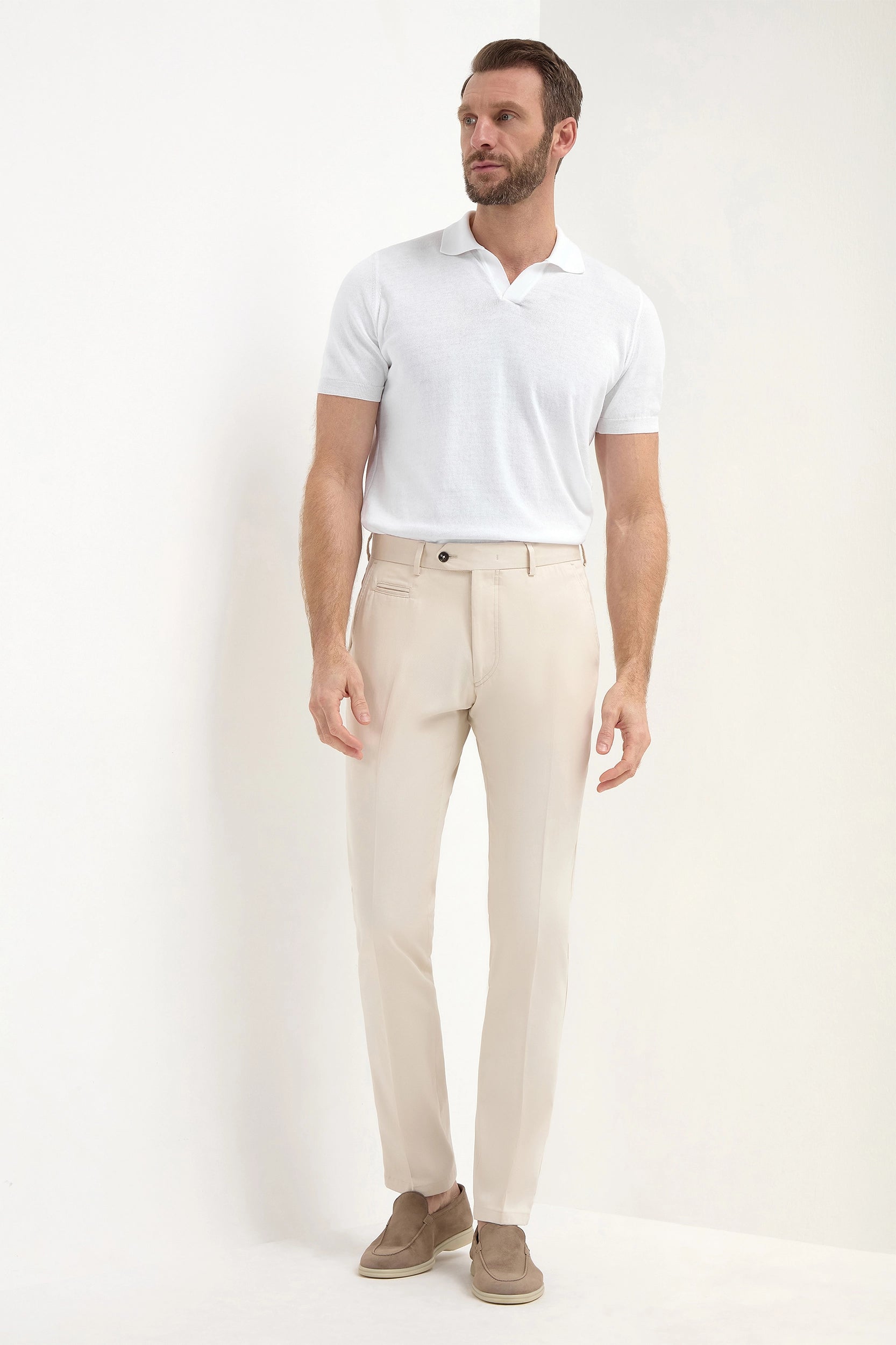 Beige cotton Garda trousers - Made in Italy