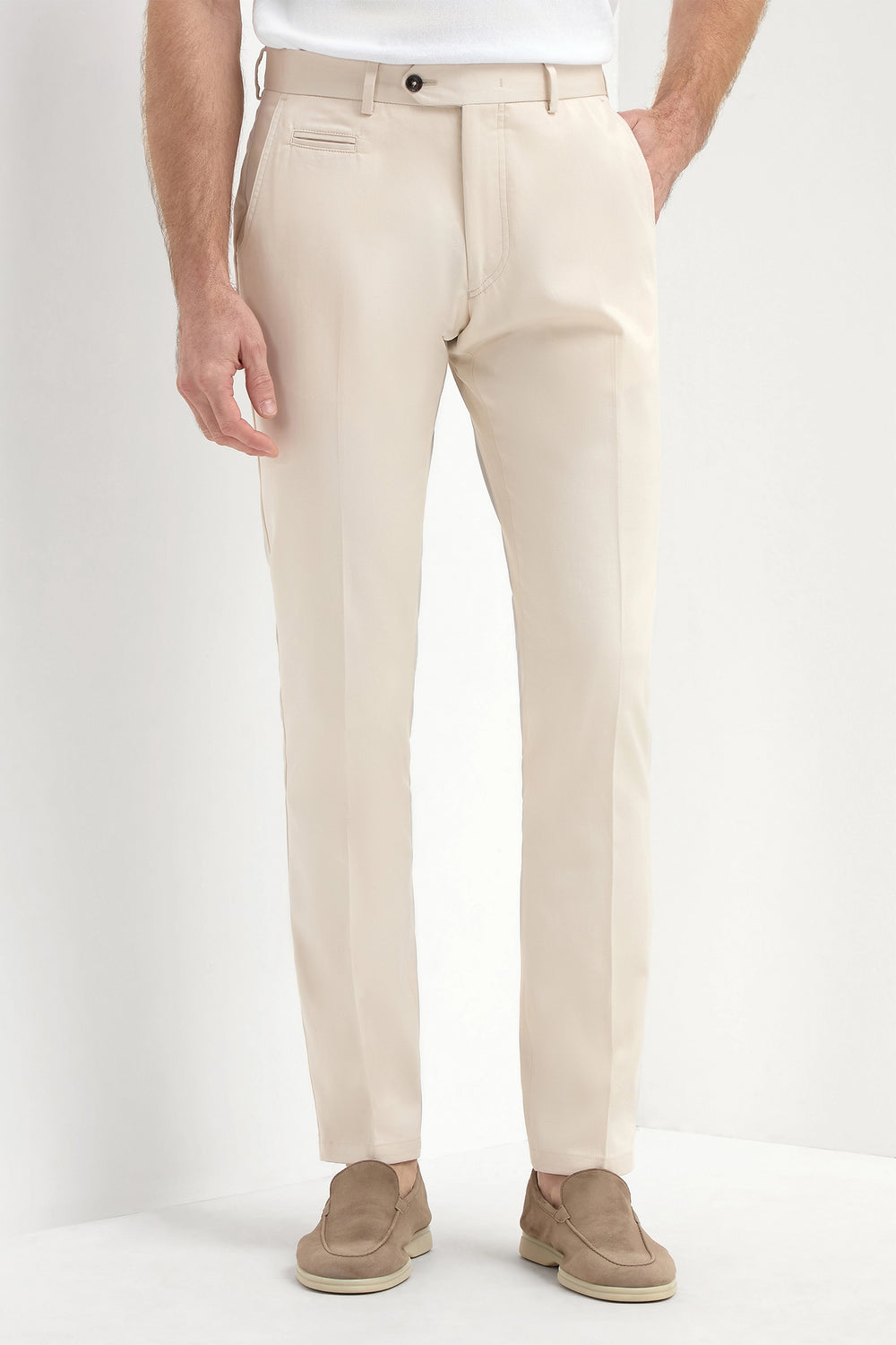 Pantalon Garda en coton beige - Made in Italy