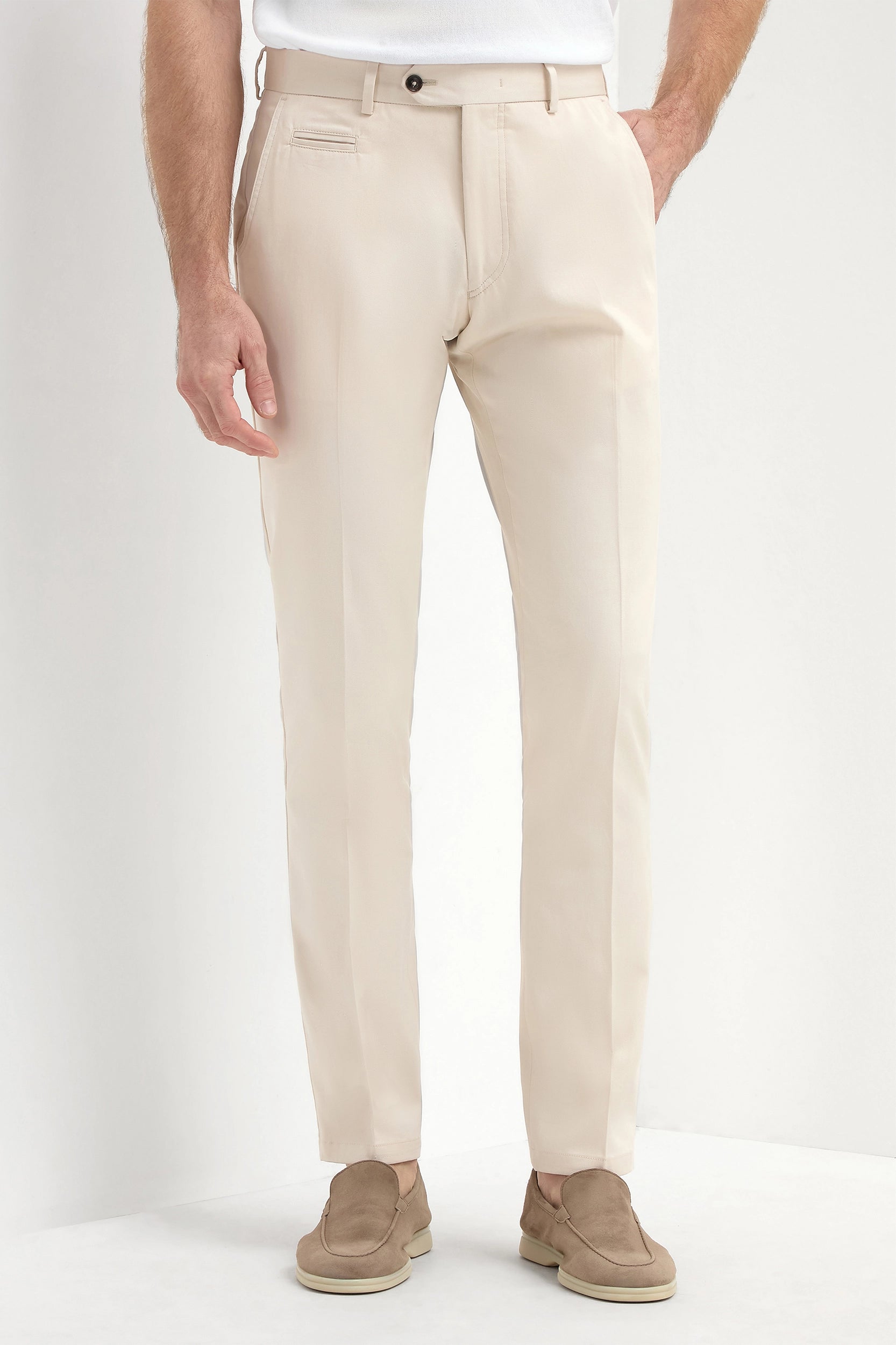 Beige cotton Garda trousers - Made in Italy