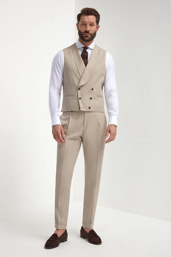 Beige double breasted waistcoat - Made in Italy