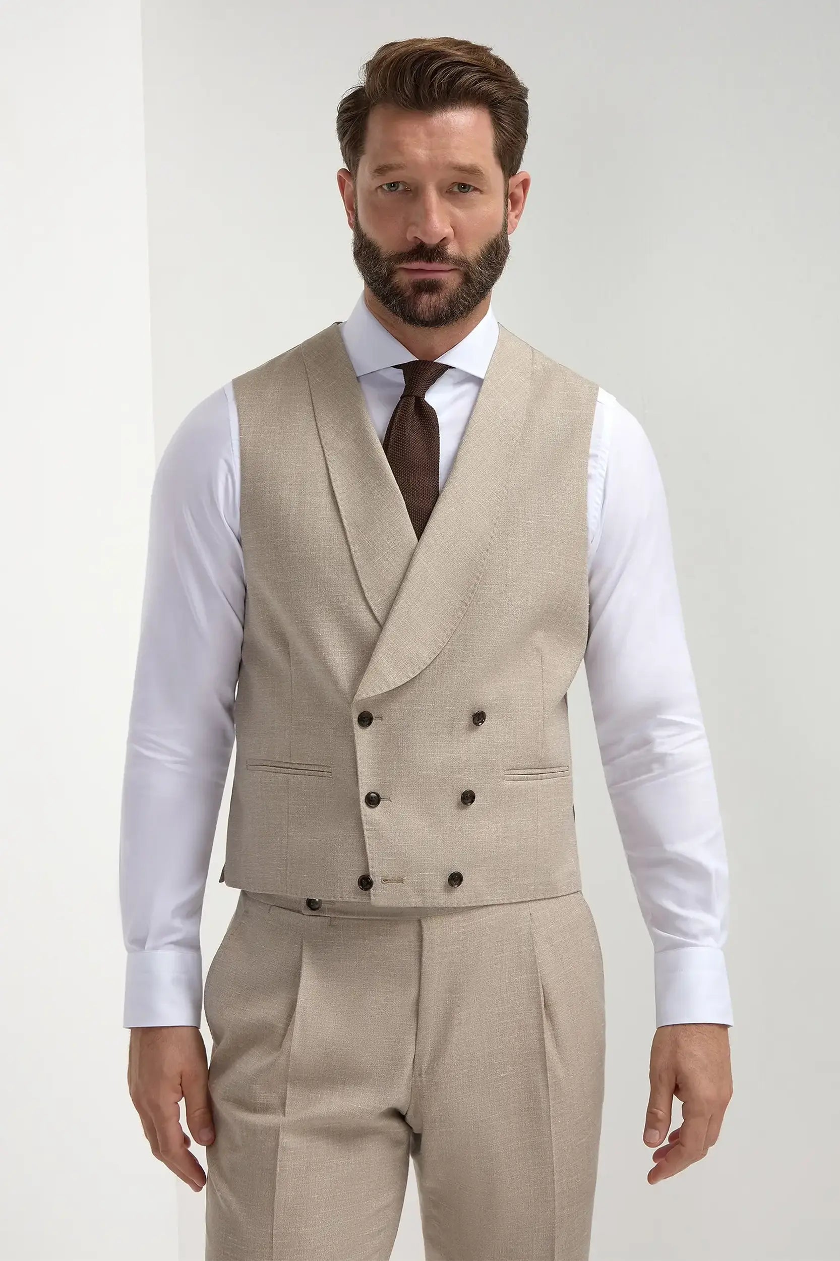 Beige double breasted waistcoat - Made in Italy