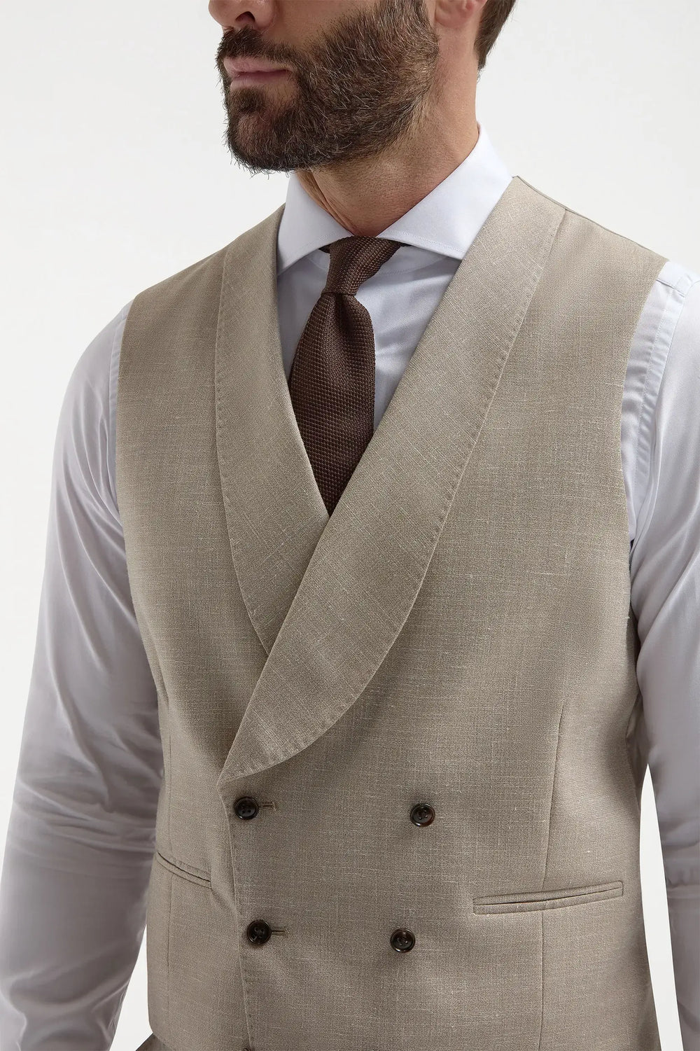 Beige double breasted waistcoat - Made in Italy