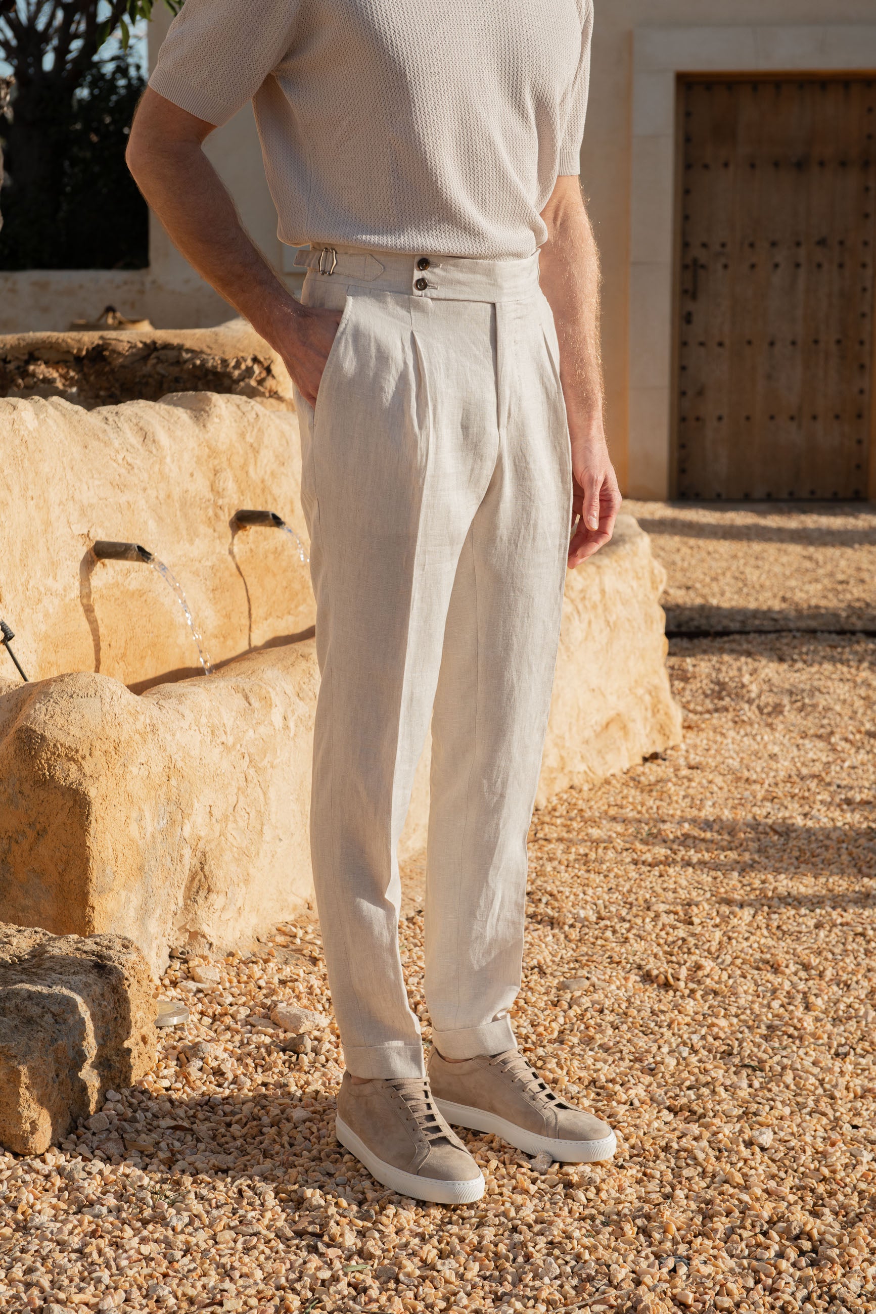 Green linen trousers Soragna Capsule Collection - Made in Italy