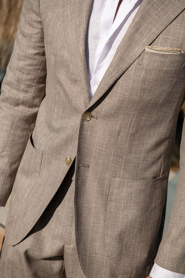 Beige striped suit - Made in Italy