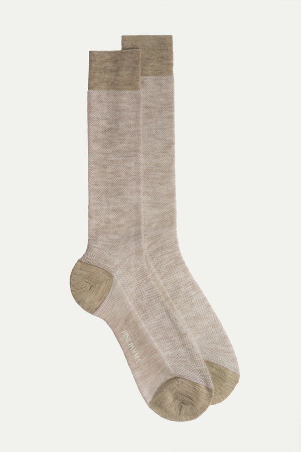 Beige patterned short socks - Made in Italy