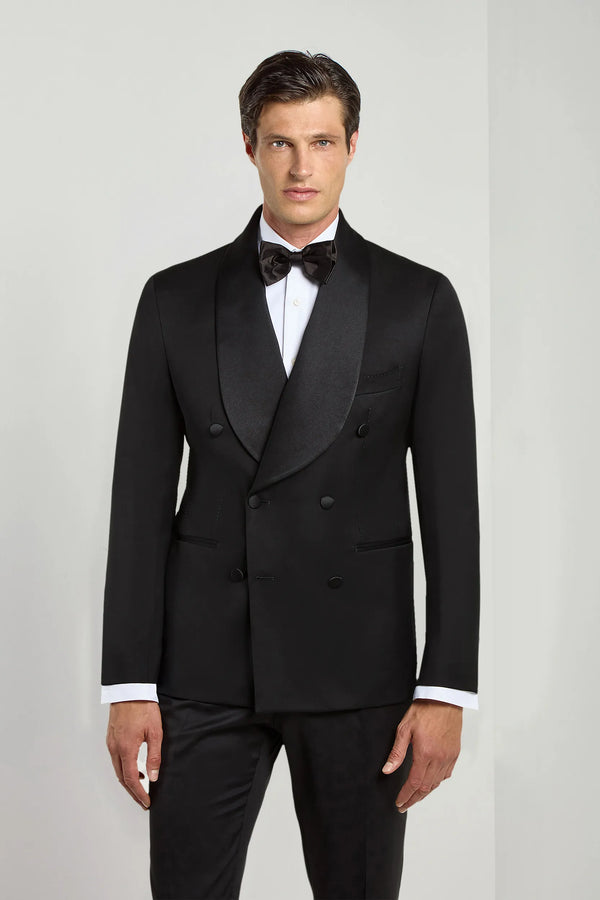 Black double breasted tuxedo jacket - Made in Italy